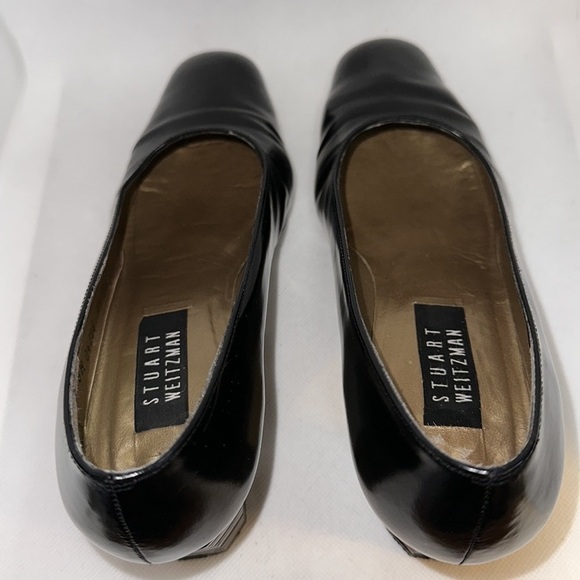 Stuart Weitzman Black Pumps with Geometric Stacked Heels Size 8.5 - GUC - Picture 9 of 11